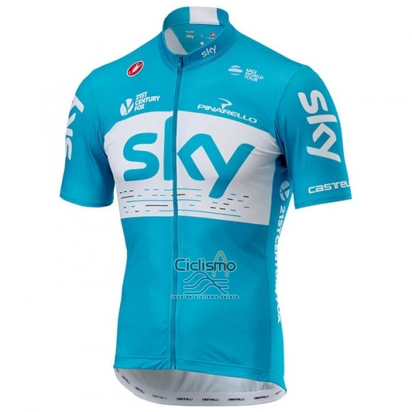 Sky Ropa Ciclismo Culotte Corto 2018 Mangas Cortas Azul Blanco
